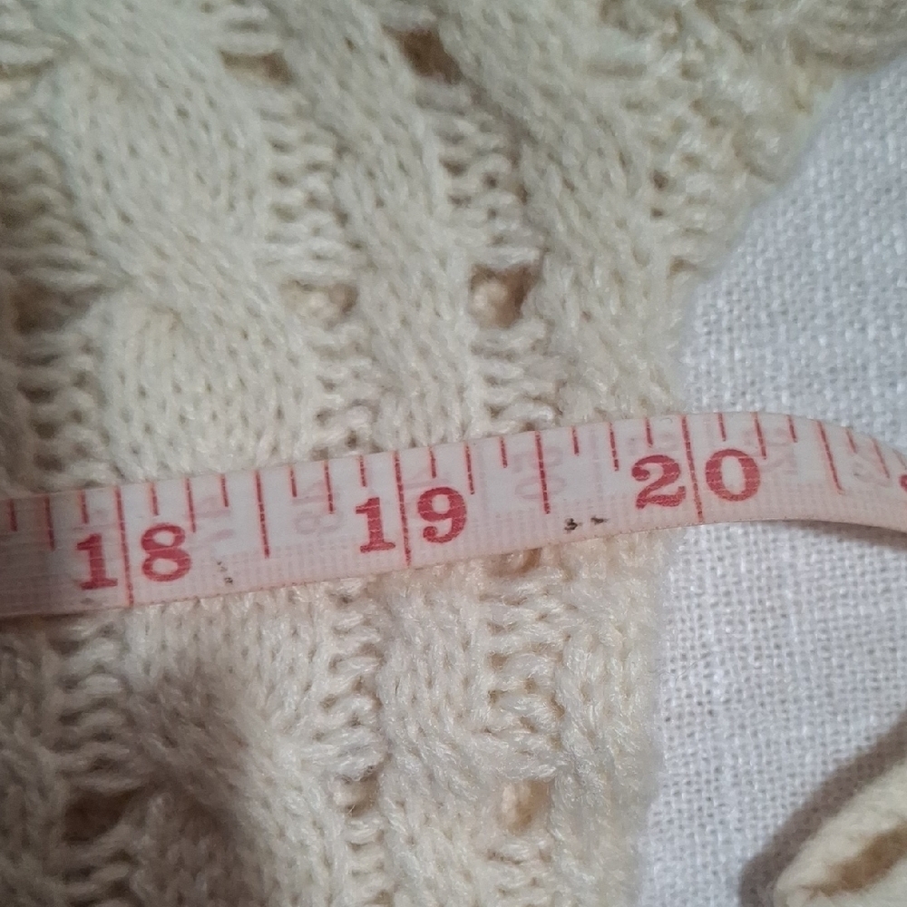 Cream Cable Knit Sweater with Floral Accents - Picture 8 of 9